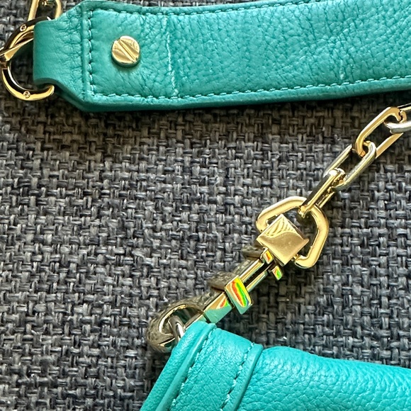 TORY BURCH Teal and Gold Leather Chain Shoulder Bag/Clutch - Picture 5 of 12